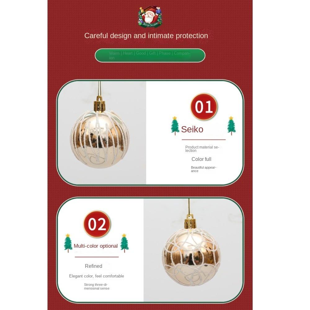 6 szt./pudełko Galwanizowane Malowane Kule Ozdoba na Choinkę Plastikowy Wisiorek Wisiorek Pudełka na Prezenty Noworoczne Świąteczne