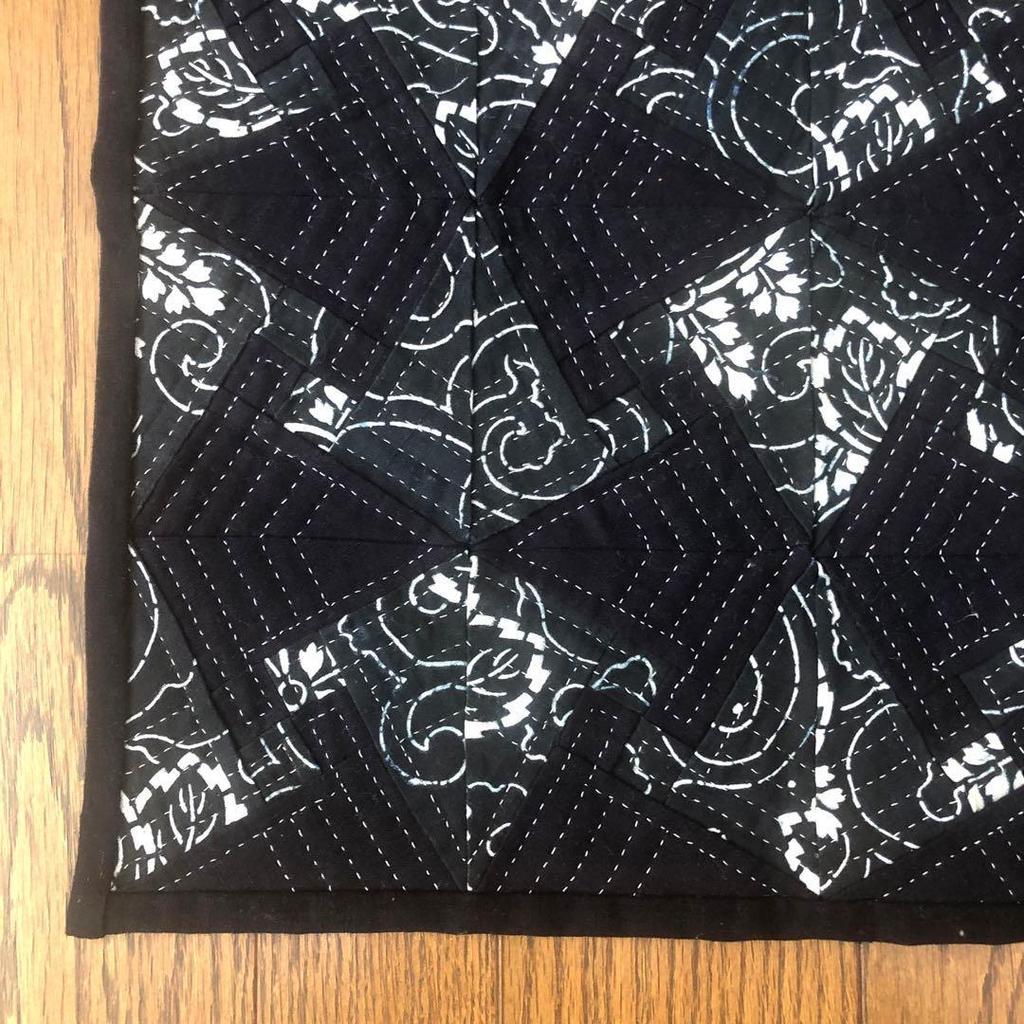 Used Kyo-zome and Aizome table center, tapestry, square, Japanese accessory, placemat, patchwork