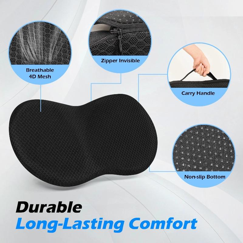 Memory Foam Wedge Seat Cushion for Car & Truck Driver, Ergonomic Pain Relief Pad for Sciatica, Tailbone & Back Support, Black