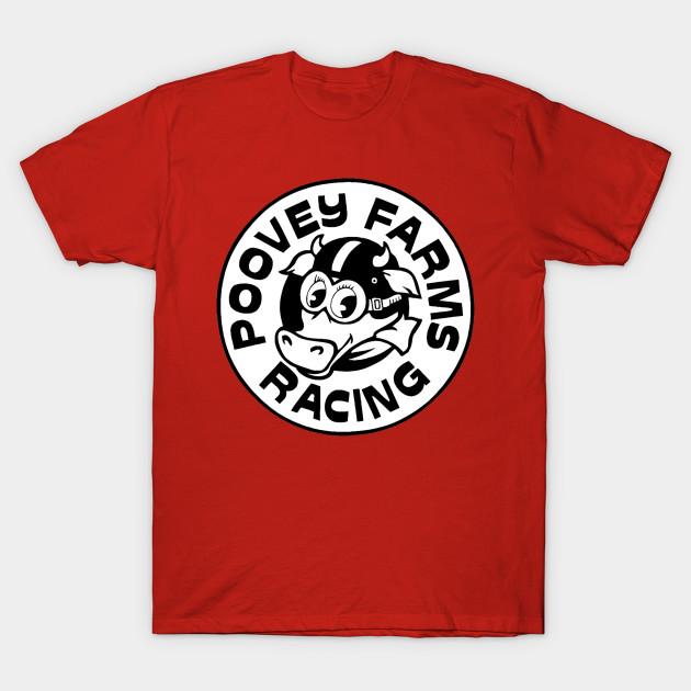 Men Black Print T-shirt Poovey Farms Racing No-Cut Transfer Paper Print Cotton Tshirt S красный