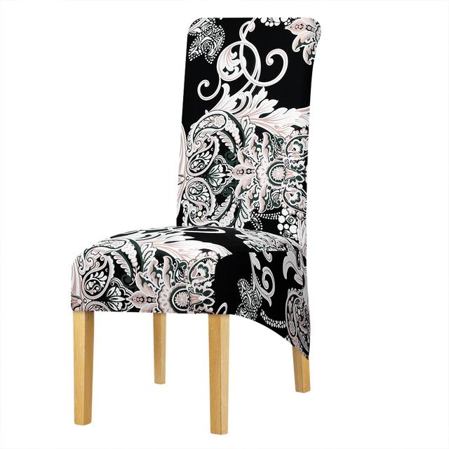 Fashion Printed Long Back Chair Cover Stretch High Back Big Size Cover Chairs Dining Chairs Covers For Kitchen Home Decoration