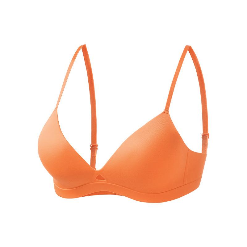 French seamless underwear women's small breasts gather without steel rings, fashionable and simple women's upper support anti-sagging collection