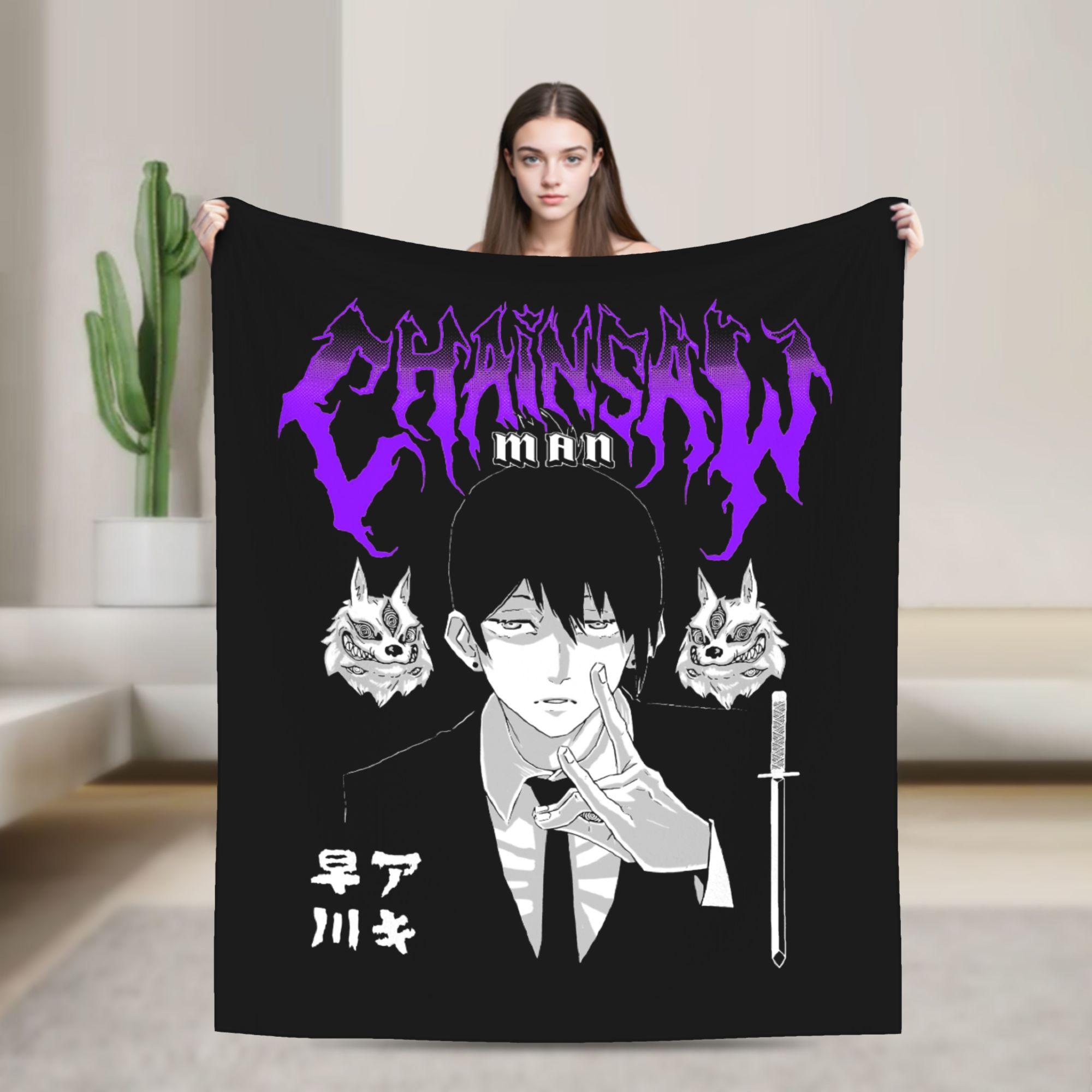 

Chainsaw Man Manga Anime Art Blankets Velvet Spring/Autumn Denji Makima Portable Super Warm Throw Blanket for Home Couch Quilt 75cmx90cm