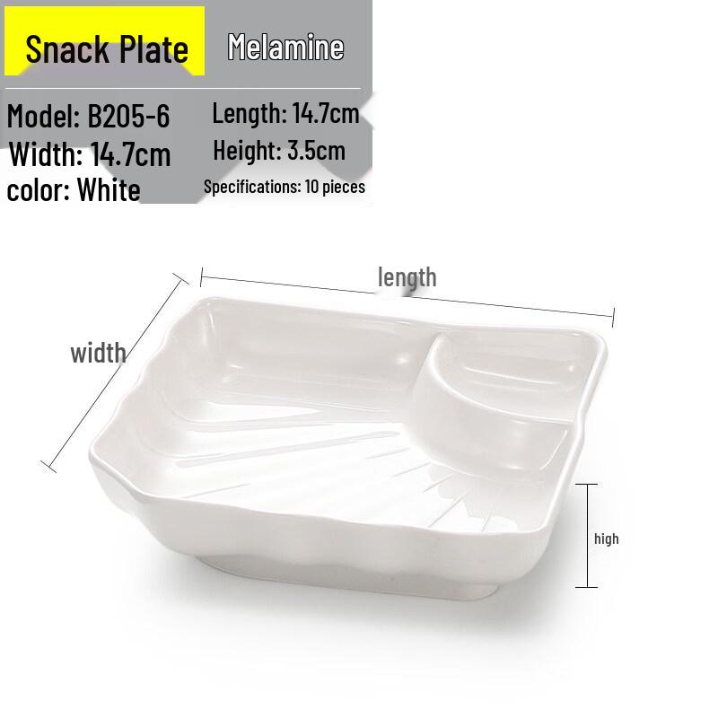 Yipan Melamine 3-Compartment Boat-Shaped Dumpling & Snack Plate