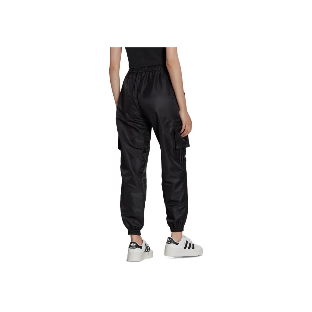 Adidas Originals Trefoil Solid Color Pocket Logo Joggers With Drawstring Cuffs Women Bottoms Black HL9067