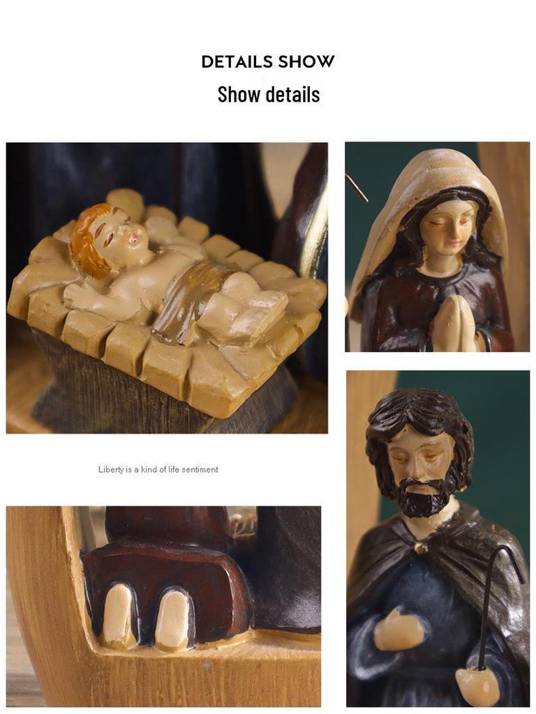 European Holy Infant Resin Figurine - Nativity Scene Tabletop Decoration