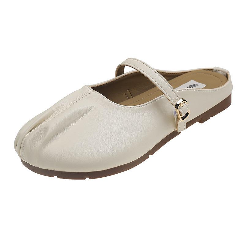 Slippers women's summer outer wear pregnant women's flat lazy shoes casual bag head new single shoes half drag half 2025