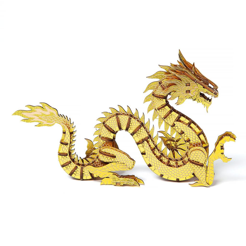 Dragon Gold 3D Wooden Puzzle DIY Craft Kit for Kids and Adults Educational Toy for Boys and Girls 3D Artwork and a Great Gift for Adults ki-gu-mi - -
