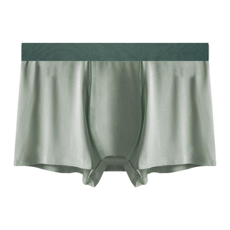 Men's Spring and Summer Pure Color No Trace Breathable Mid Waist Flat Angle Underwear
