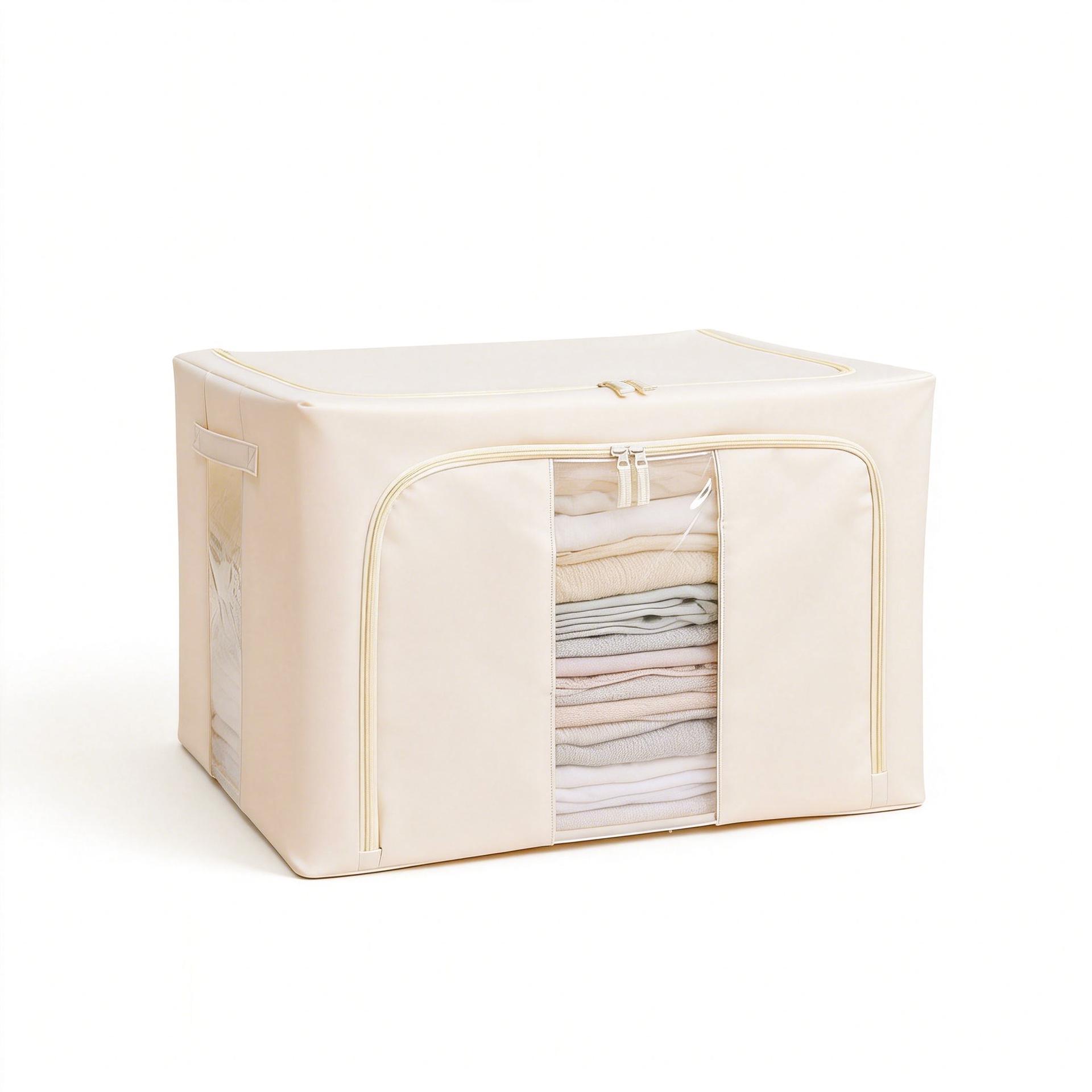 

Large Capacity Oxford Cloth Storage Box: Foldable, Washable, Dustproof Clothes Organizer with Steel Frame for Bedroom & Duvet Storage. 24L 40×30×20cm