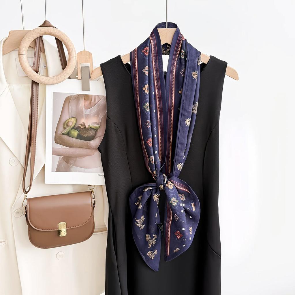 Double-layer double-sided shawl, new retro literary and artistic long silk scarf, autumn and winter fashion versatile streamer silk scarf, outer scarf