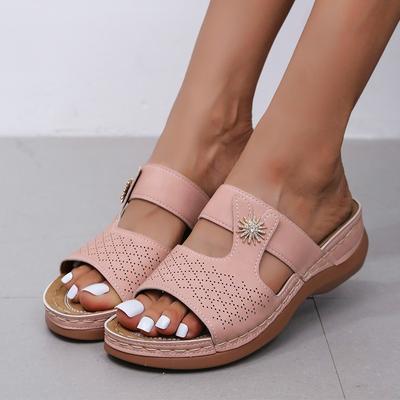 Cool Slippers Women's Shoes Summer Fashion Casual Wedge Heel One-word Women's Platform Slippers