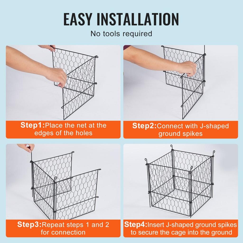 5 Pack Plant Protector from Animals 13.4'' X 13.4'' Metal Plant Cage