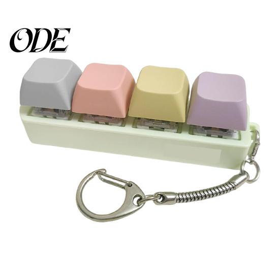 Fidget Keyboard Toy Mechanical Keychain Stress Anxiety Relief Portable Travel Quiet Kids Adults 4 Keys Clicking Sensory Keycap