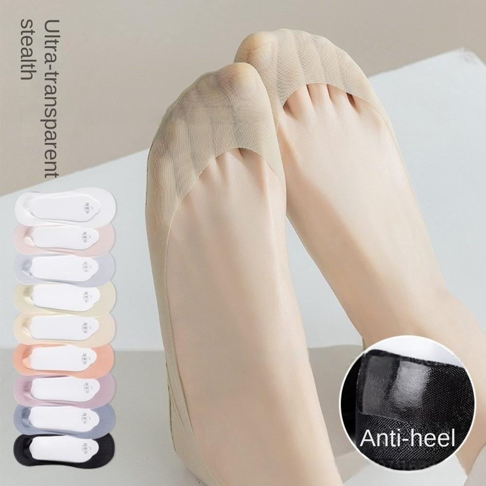 

5Pairs Solid Color Invisible Tabi Socks Mesh Non-slip Toe Socks Boat Socks Set Women Lady StyleA