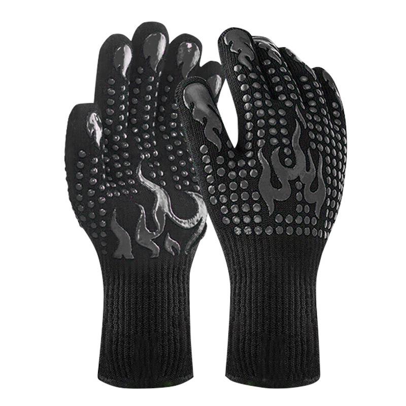 Thickened Aramid BBQ Gloves - 500°F Flame Retardant & Insulated, EN407 Certified, Customizable Anti-Scalding Protection