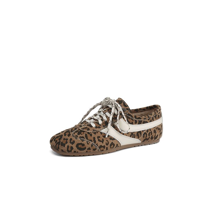 

Мода Новая Весна Натуральная Кожа Женская Обувь Квадратный Носок Женские Туфли-Лодочки Женская Обувь Кружевная Обувь Лоферы Низкий Каблук Леопардовый Принт Балетки 40