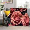 3D Rose Flowers Nordic Romantic Soft Blankets,Keep Warm Throw Blanket Comfortable Blanket for Picnic Beds Sofa Home Bedroom Gift