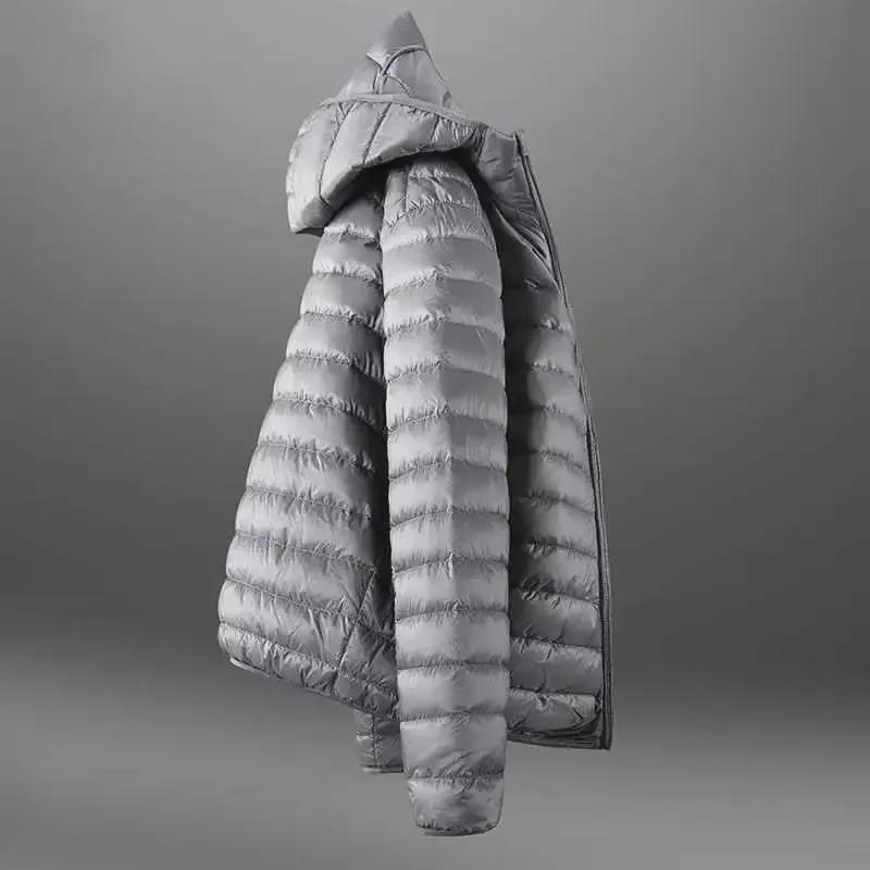 Men's Large Lightweight Casual Cotton Jacket with Short Stand Collar and Hood