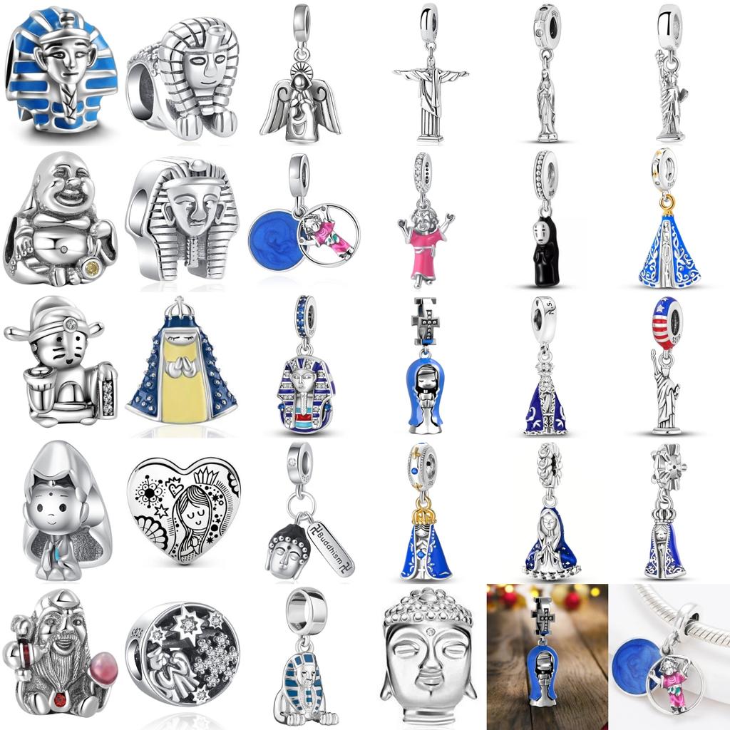 New 925 Silver Angel Sphinx God Of Wealth Buddha Pendant Charm For Bracelet DIY Jewelry Gift