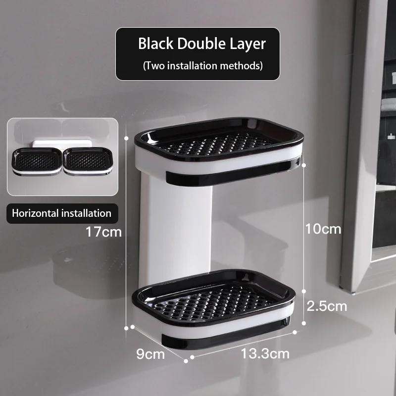 No Need for Perforated Wall Mounted Double Layer StorageDouble Layer DrainageHousehold Bathroom Storage Rack Soap Rack