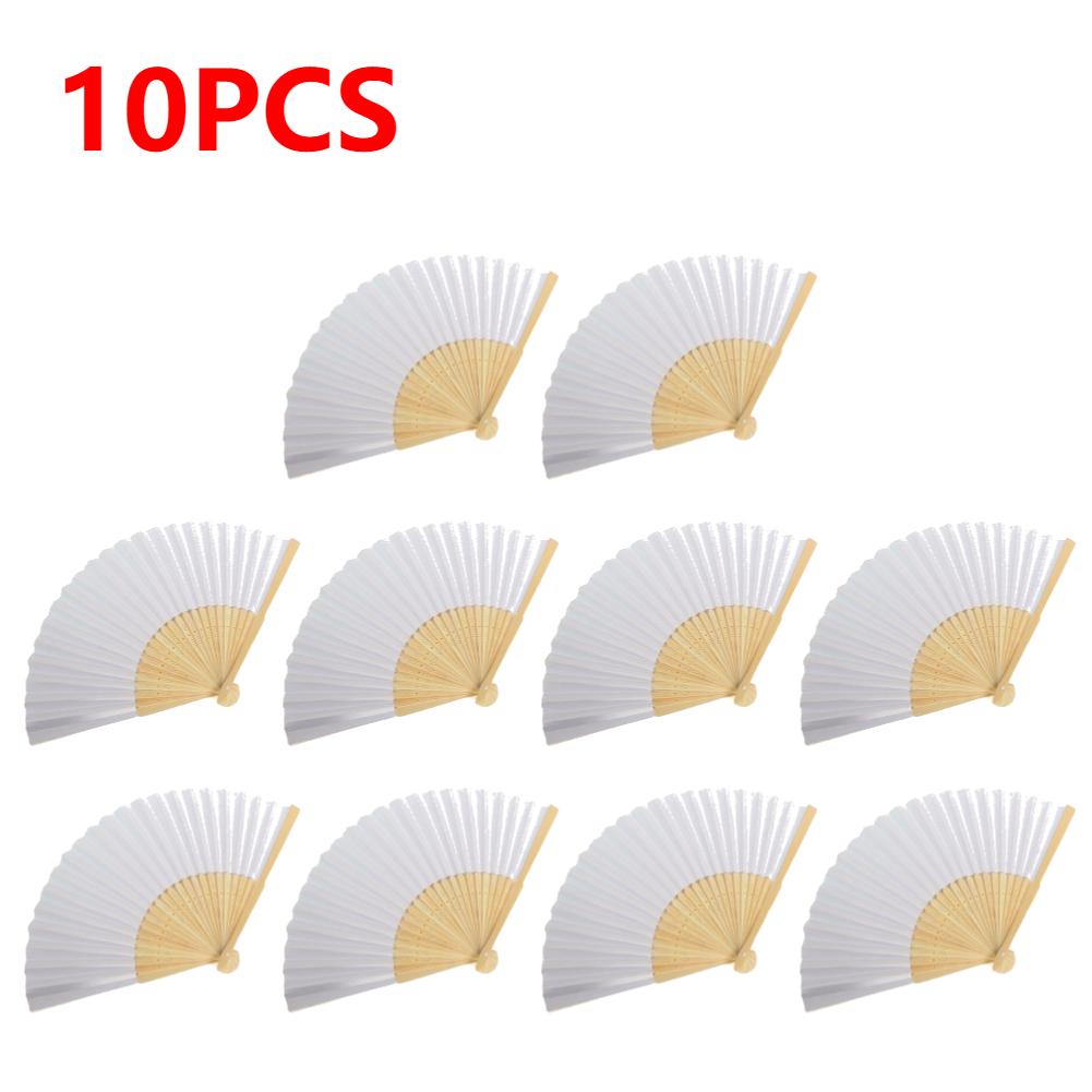 50PCS-1 DIY Paper Bamboo Folding Fan Adults Children's Calligraphy Painting Practice Blank White Folding Fan Wedding Gifts