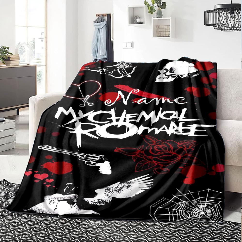 Custom Name My Chemical Romance Theme Printed Blanket - Perfect for Couch, Bed, Travel & Outdoor Use | Machine Washable, Cozy & Durable.