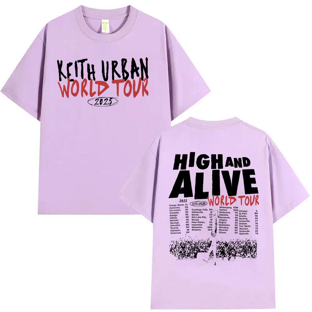 Keith Urban High and Alive Welttournee 2025 T-Shirt Herrenkleidung Hip Hop Kurzarm-T-Shirts Vintage Oversize Baumwoll-T-Shirt
