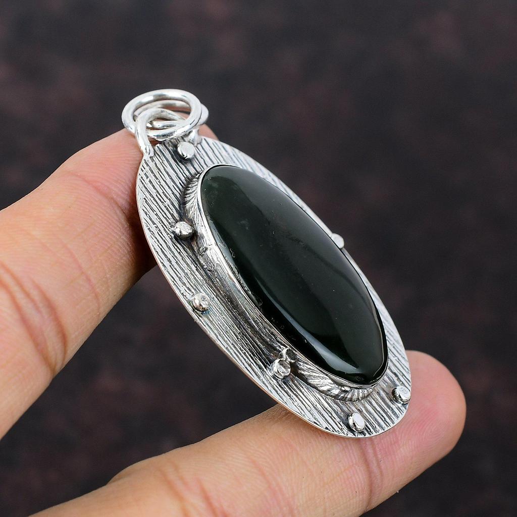 Vasonit-Anhänger, echter Edelstein-Schmuck, 925er-Sterlingsilber-Anhänger, handgefertigter einzigartiger Schmuck, Silber-Anhänger, Geschenk für Frau, Statement-Anhänger