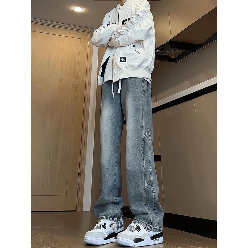 

Retro American Wide-Leg Straight Jeans - Slimming, Versatile, and Draped Casual Pants XL