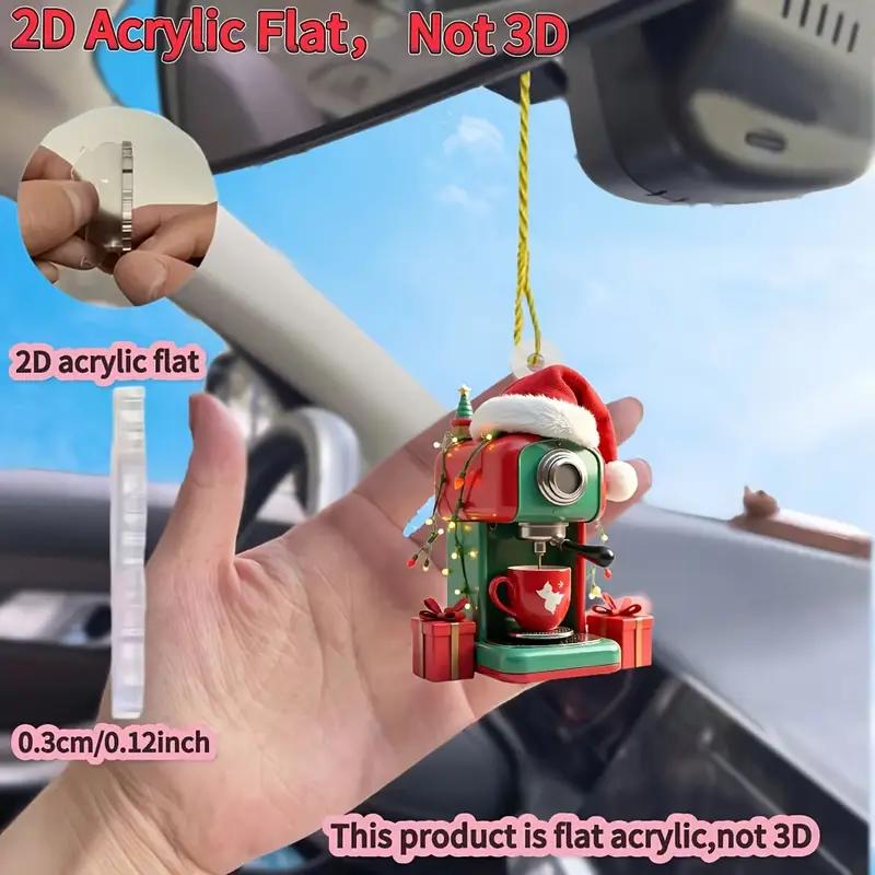 1 piece coffee machine Christmas decora - Christmas themed decora pendant suitable for car rearview mirror Christmas tree decora