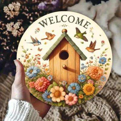 Vintage Floral Bird Welcome Sign Rust Proof Aluminum Wall Art Decor For Home Bar Cafe