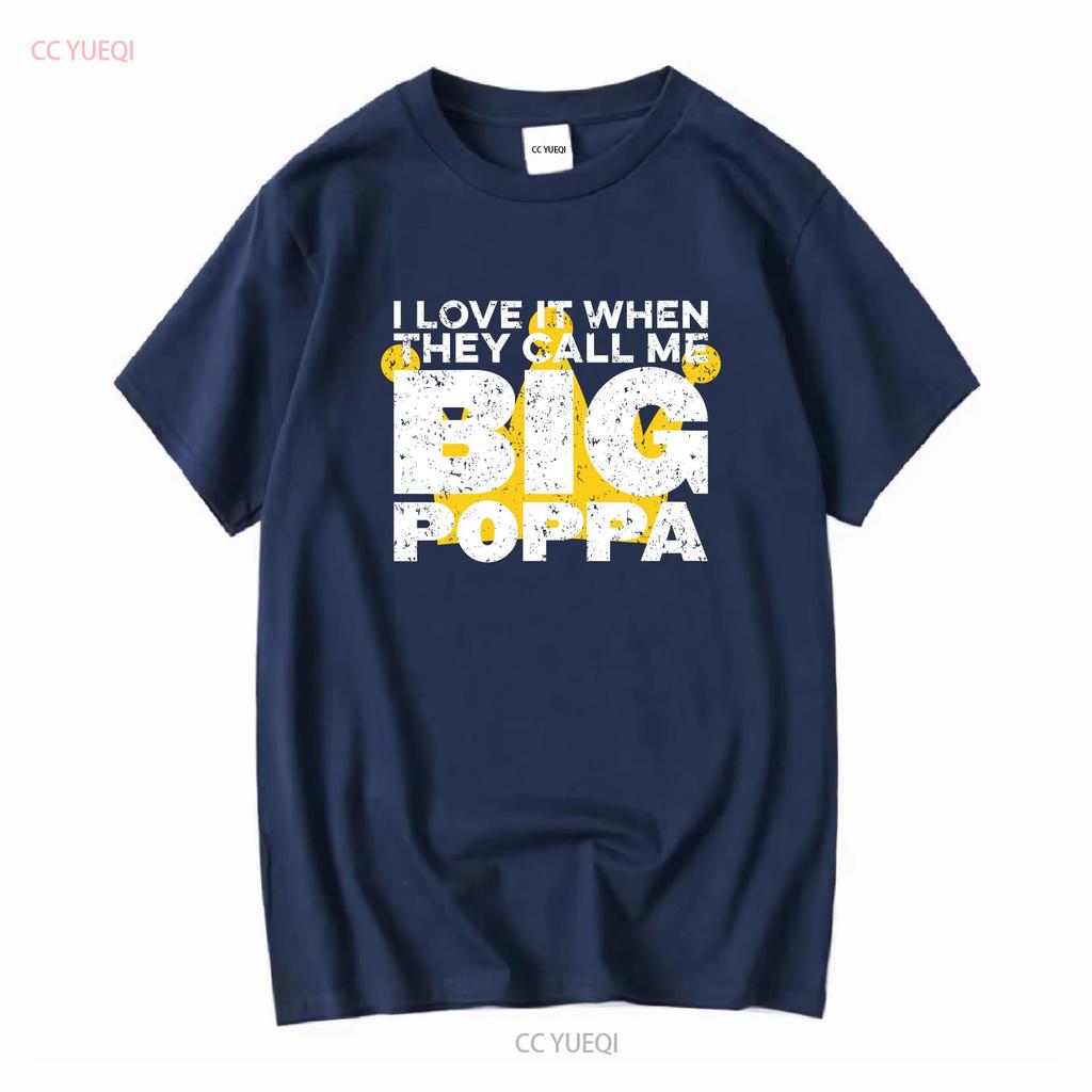 KOCHAM TO, KIEDY Nazywają mnie Big Poppa Korona Hip Hop Czarny T-shirt vintage Spłowiały moda Stylowy Lekko Rozciągliwy