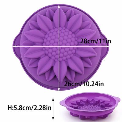 Stampo in silicone a forma di girasole, per torte e fiori, da 10 pollici, per dolci, utensili da forno, per pane tostato, pizza, con manico anti-scottatura
