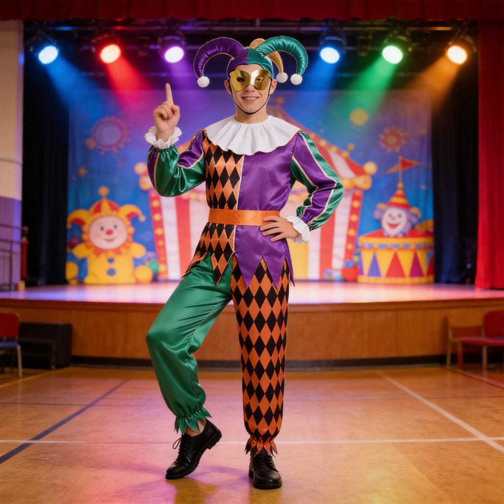 Clown Costume For Kids And Adults With Polyester Fabric For Cosplay And Halloween Events