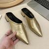 Fashion Fashion Pointed Toe Mules Slippers Women Low Heel Slingback Sandals Ladies Elegant Dress Slides Comfort Designer Pumps Women