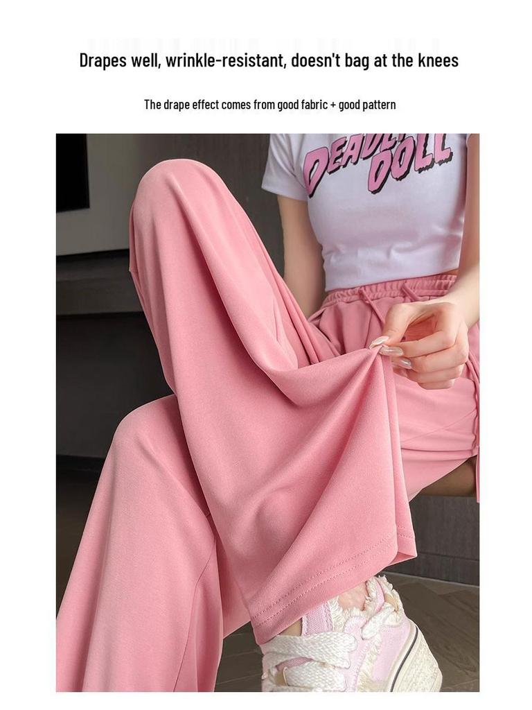 Women's High-Waist Straight-Leg Pants - European Cotton Velvet, Slimming and Drapey for Spring and Autumn 2025
