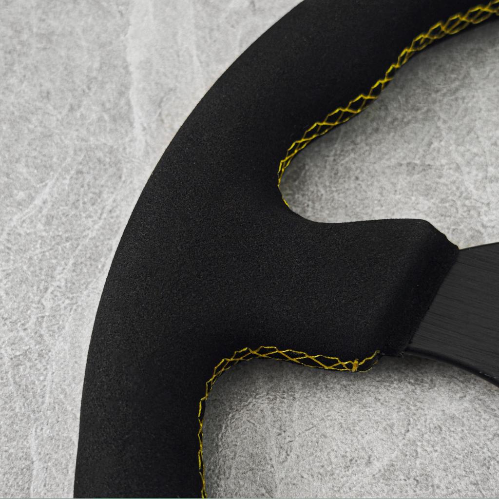13inch Universal Car Sport Steering Wheel Red/Yellow Flat JDM Suede Leather Racing Steering Wheel