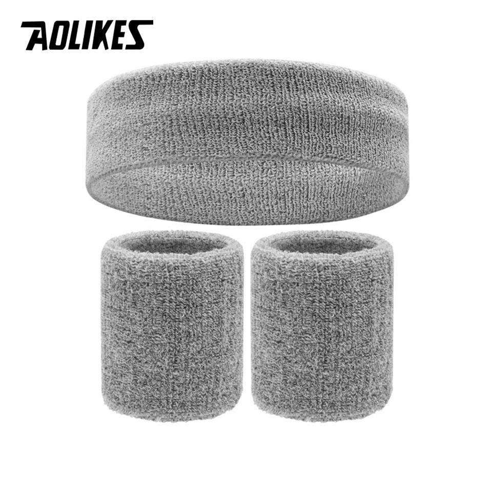 

AOLIKES Sweat Band Wristbands для мужчин - Head Wrist Sweat Band Set - Идеально подходит для спорта, легкой атлетики, мероприятий, тренировок, баскетбола светло-серый