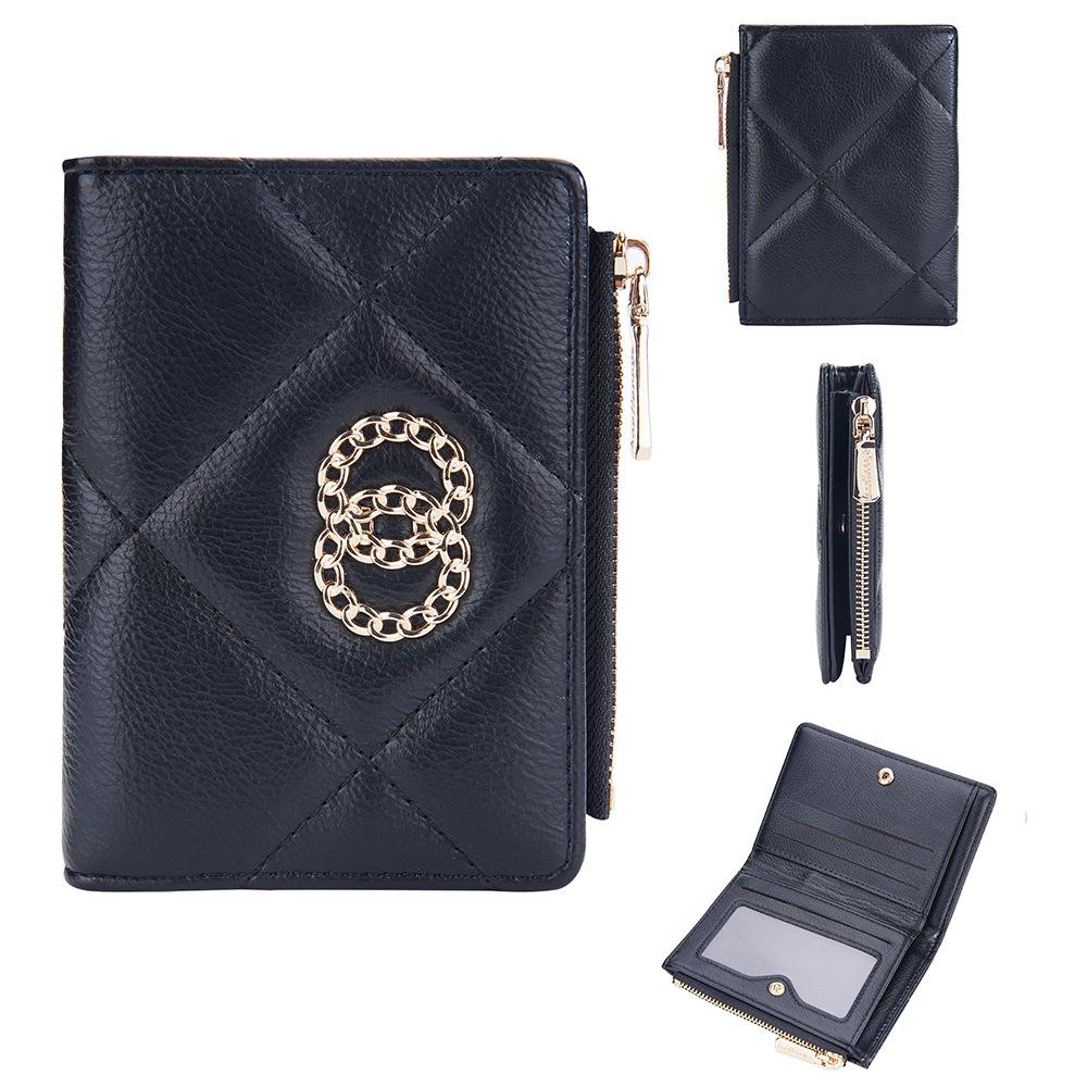 Portafoglio corto da donna con rombo corto Porta carte in pelle PU con cerniera Portamonete multi-carta da donna