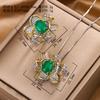 New Chinese Style Jade Pulp Retro Emerald Pendant Necklace High-end Simulation Ring Open Women's Set