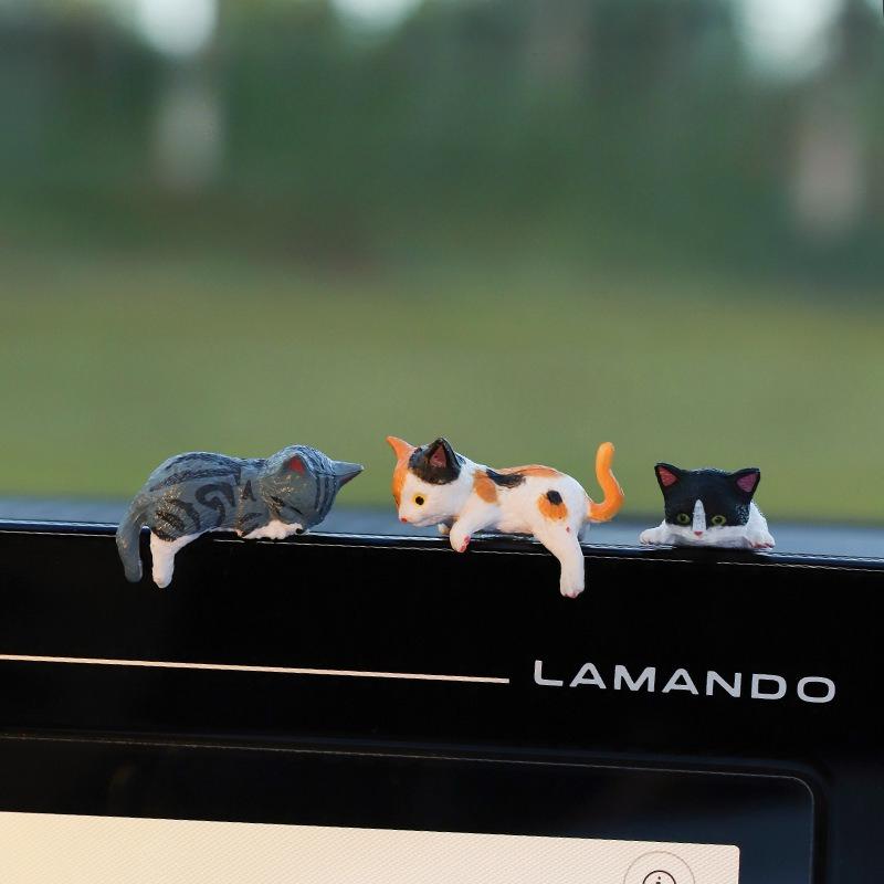 Healing Edge Simulation Cat Miniature Figurine Computer Cup Car Edge Decoration Ornament DIY Resin Crafts Cream Gel Accessories