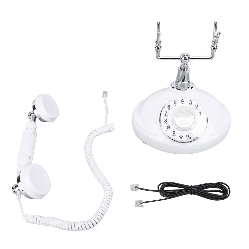 Vintage Style Rotary Phone Ringer On Off Dialing Redialing Landline Telephone Corded Desk Phone for