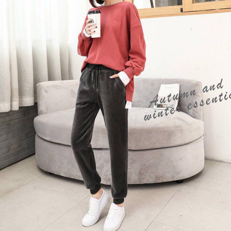Sportovní kalhoty Dámské Street Dámské Sametové harémové kalhoty Ležérní kalhoty Podzim a Zima Jednobarevné Ležérní kalhoty