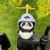 Motorcycle Handlebar Decoration Bike Electric Cute Panda Cartoon With Helmet Airscrew Ornaments Riding Equipment Accessories