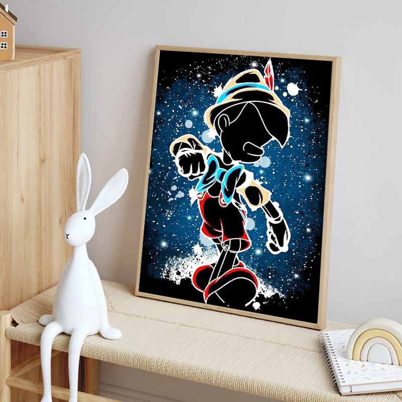 Disney Diamond Painting Pinocchio Silhouette Style Art Illustration 5D Cross Stitch Hanging Print 5D Puzzle Mosaic Embroidery Home Decoration