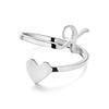 Stainless Steel Heart-Shaped Initial Ring for Women - Fashionable, Adjustable, In Stock