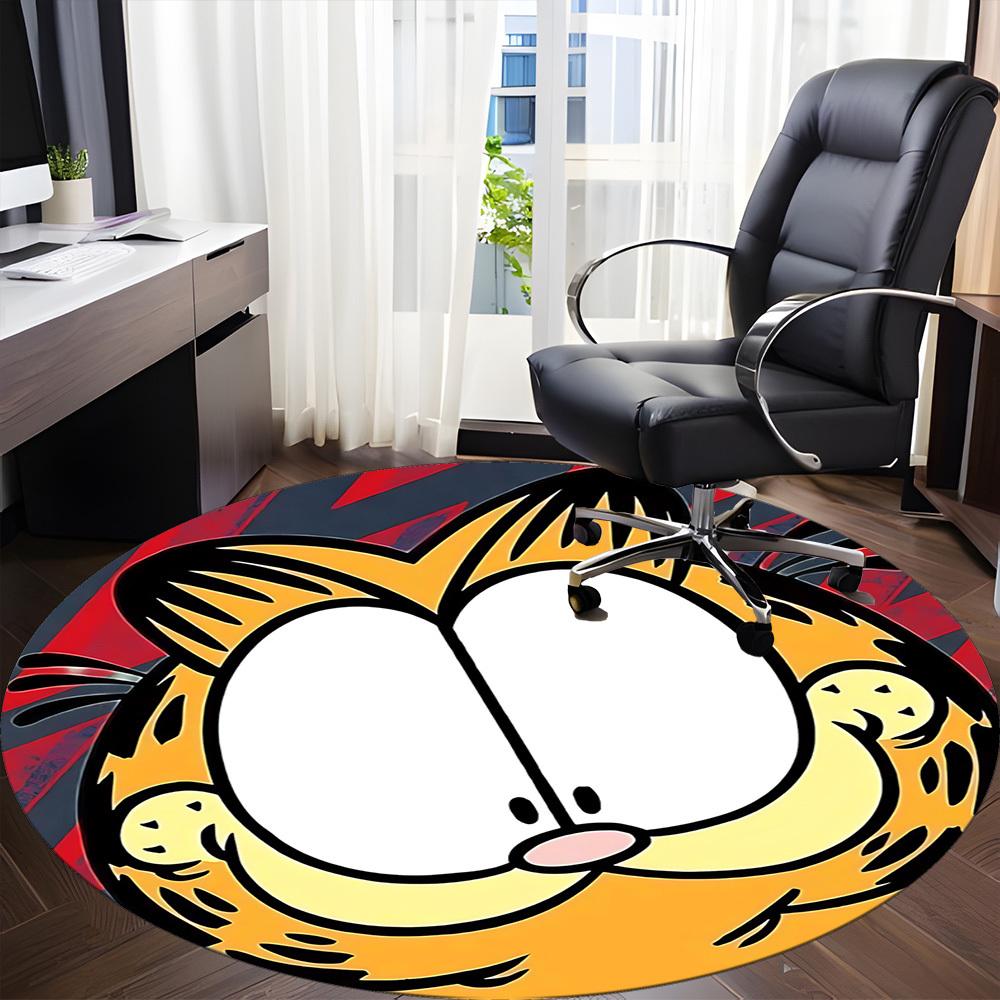 1pc Garfield Cat Office Round Area Rug, Under Office Chairs Bedroom Living Room Home Decor, Room Deco