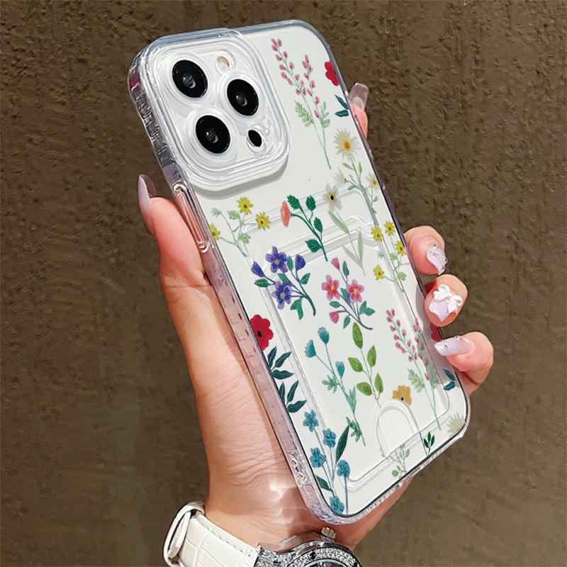 Držák na karty Silikonová peněženka Kapsa Pouzdro Pro iPhone 17 Air 16 Pro Max Samsung A06 A16 A36 A56 Xiaomi Redmi Note 12 13 14 Kryt Průhledný nárazník telefonu