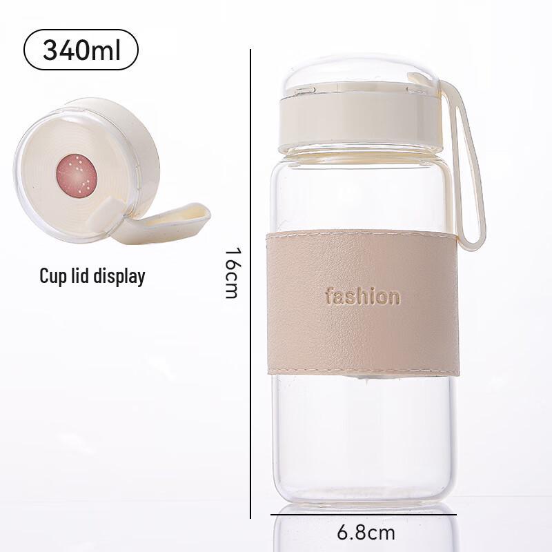 Jun Seventeen HA Dopamine Portable Glass Bottle with Tea Infuser and Sleeve 340ml